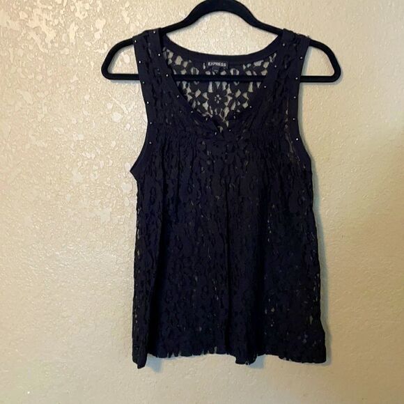 Express black lace studded tanktop size M - Picture 1 of 7